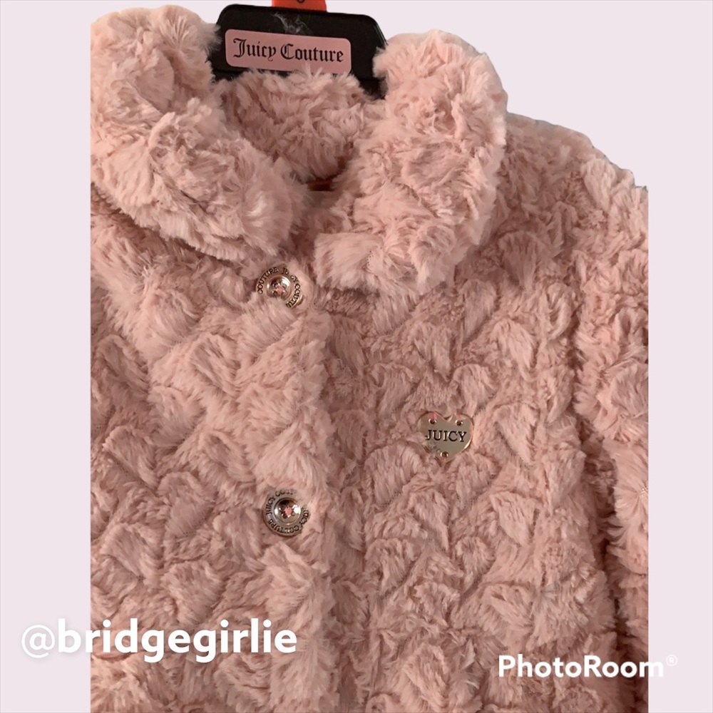 Juicy Couture Kids Pink Faux Fur Coat - Picture 2 of 6